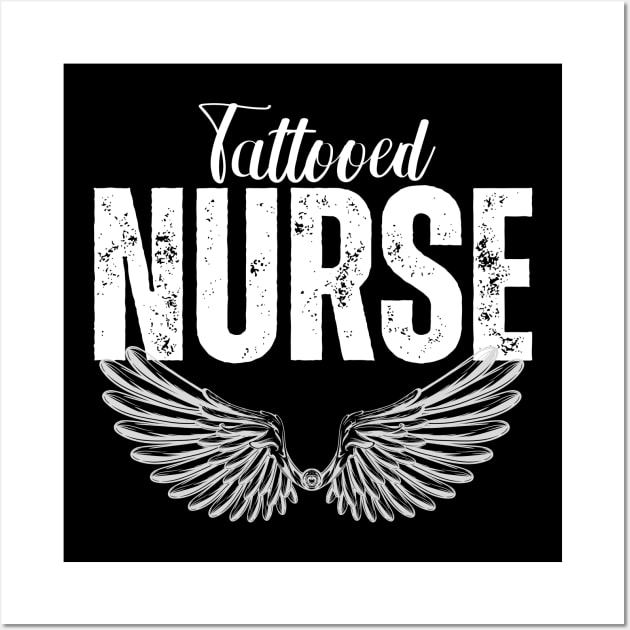 Tattooed Nurse with Angel Wings Wall Art by jackofdreams22